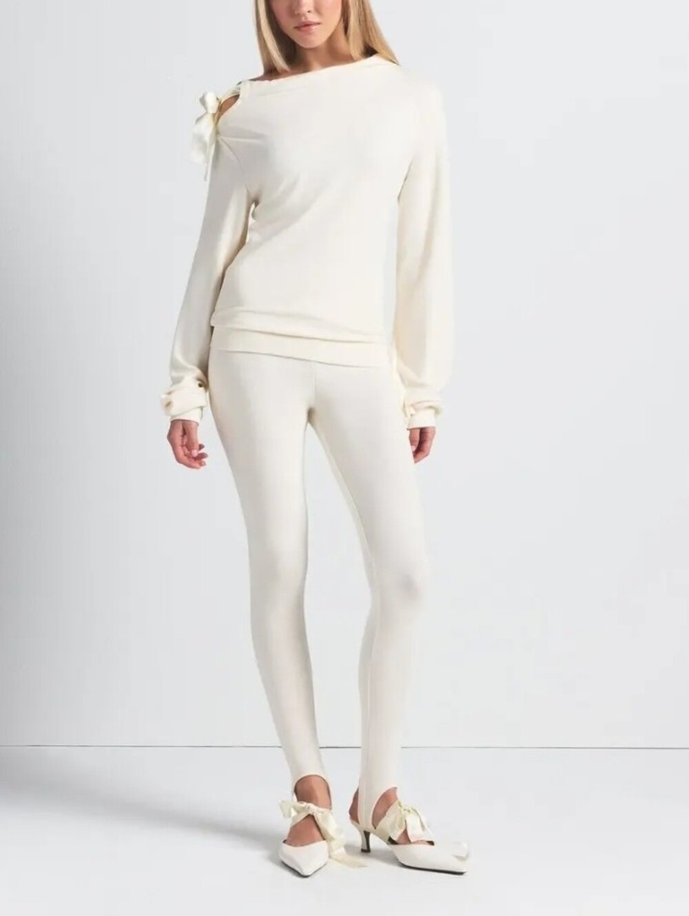 Skims Cloud Off The Shoulder Long Sleeve Top TP-LSL-11148W Ecru Size Medium